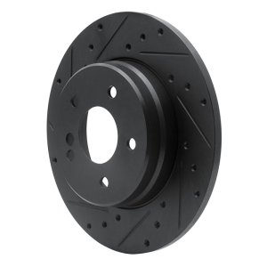 Mercedes-Benz E320 Brake Rotor (1) - Rear Left - R1 Concepts - Drilled & Slotted - Black - `98-`03